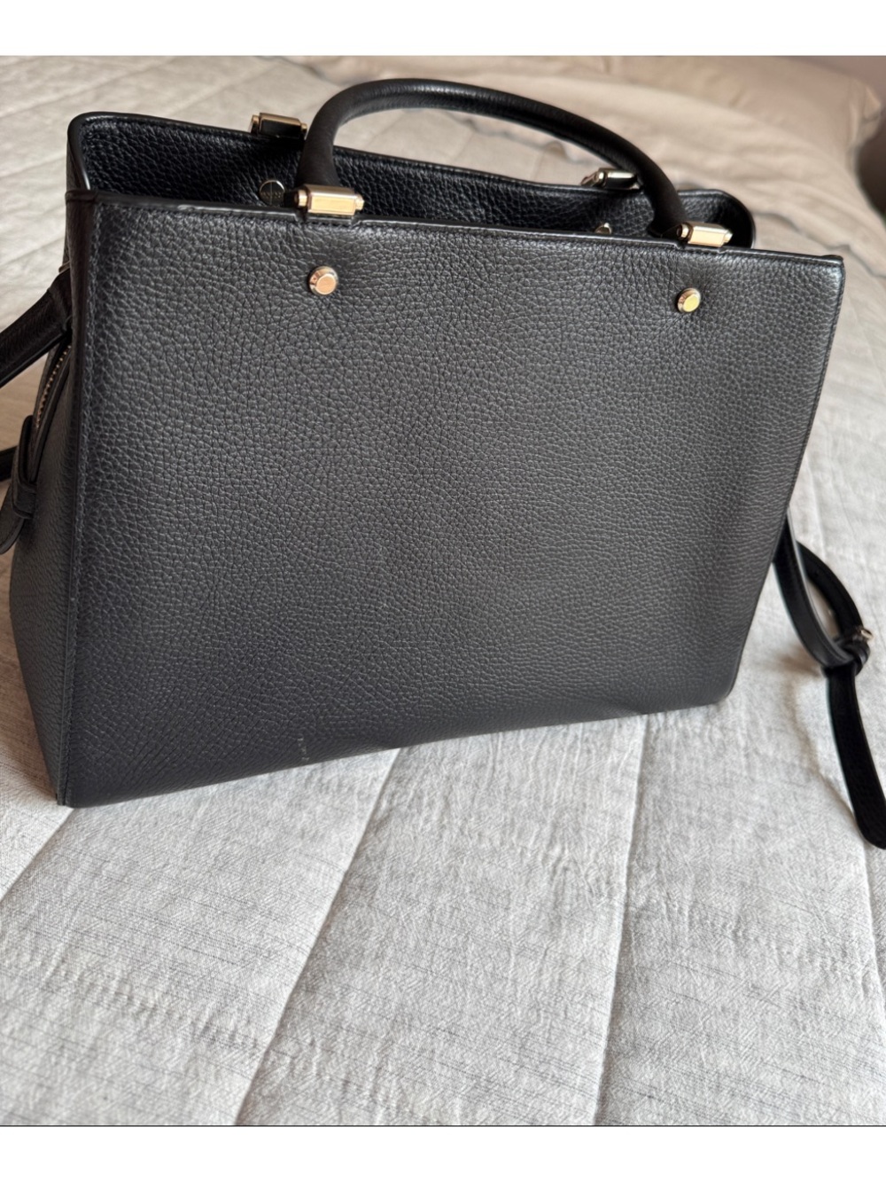 kate spade Black Leather Bag with Gold Hardware and Removable Cross Body Strap - Picture 4 of 9